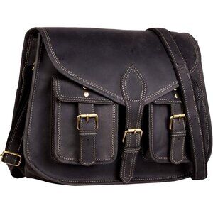 Women Charcoal Black Crossbody Satchel Ladies Tote Travel Leather Shoulder Bag